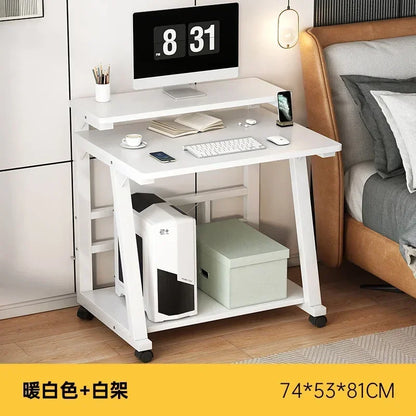 Official New Small Computer Desk Desktop Double-La Mini study Home Desk Mobile Bedside Table Net Class Simple Small Apartment