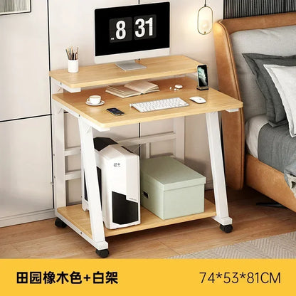Official New Small Computer Desk Desktop Double-La Mini study Home Desk Mobile Bedside Table Net Class Simple Small Apartment