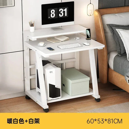 Official New Small Computer Desk Desktop Double-La Mini study Home Desk Mobile Bedside Table Net Class Simple Small Apartment